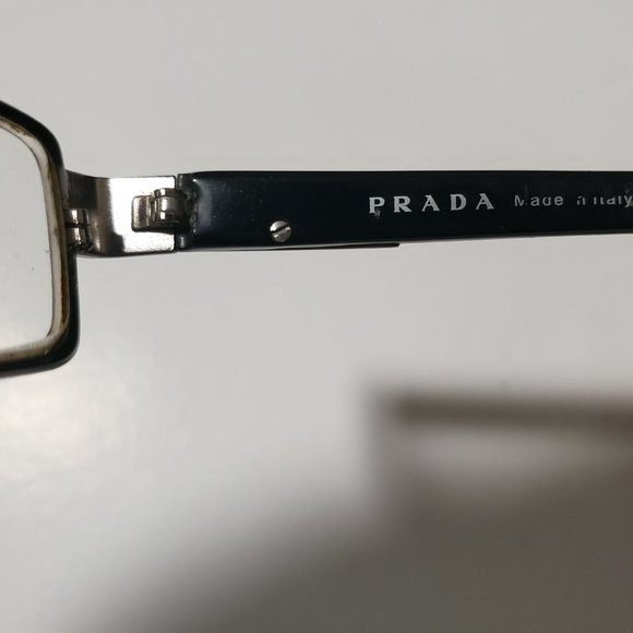 AUTHENTIC PRADA MADE IN ITALY BLACK AND SILVER FRAME GLASSES WITH ORIGINAL CASE - Picture 4 of 8